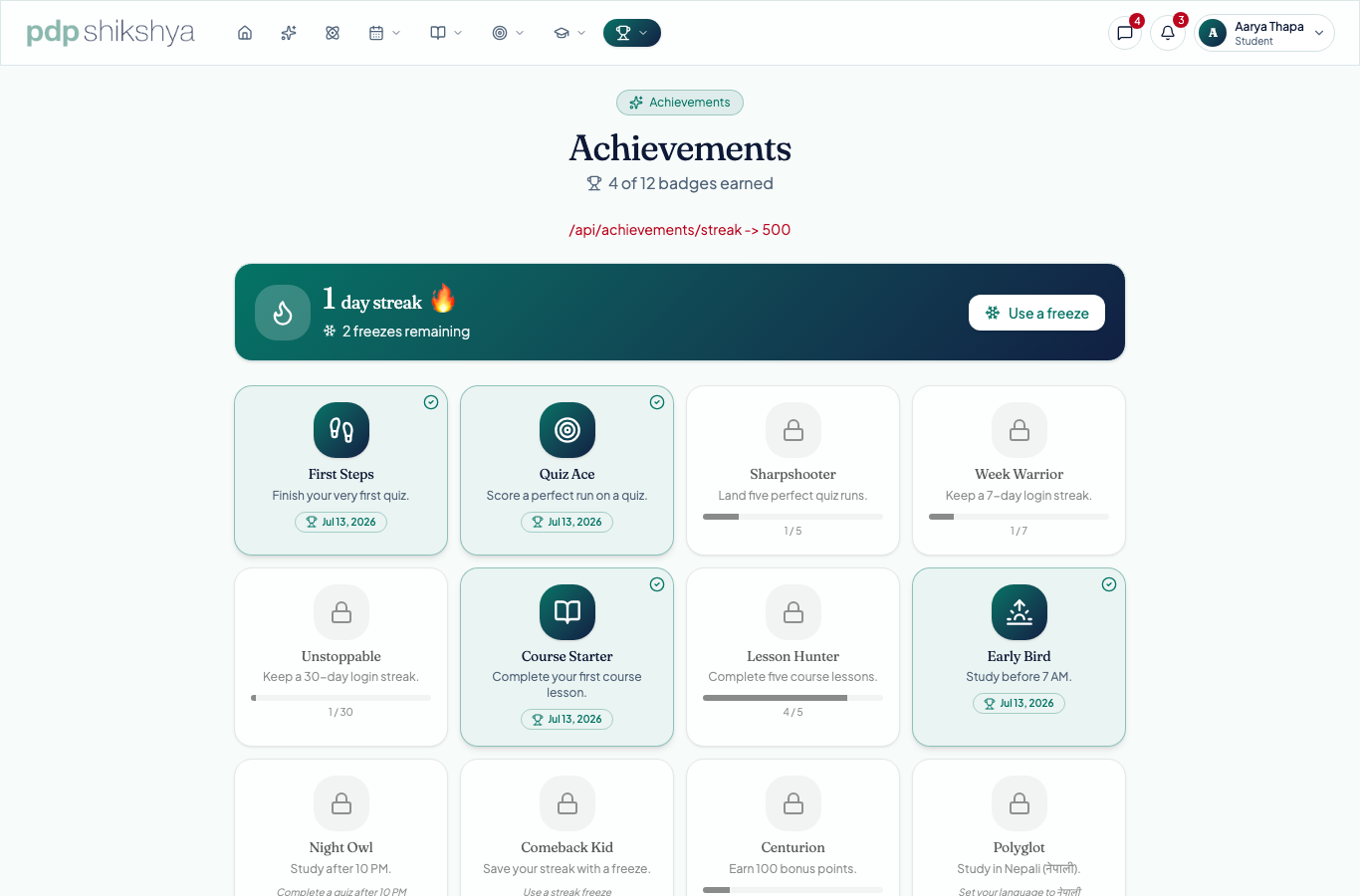 Badges and streaks