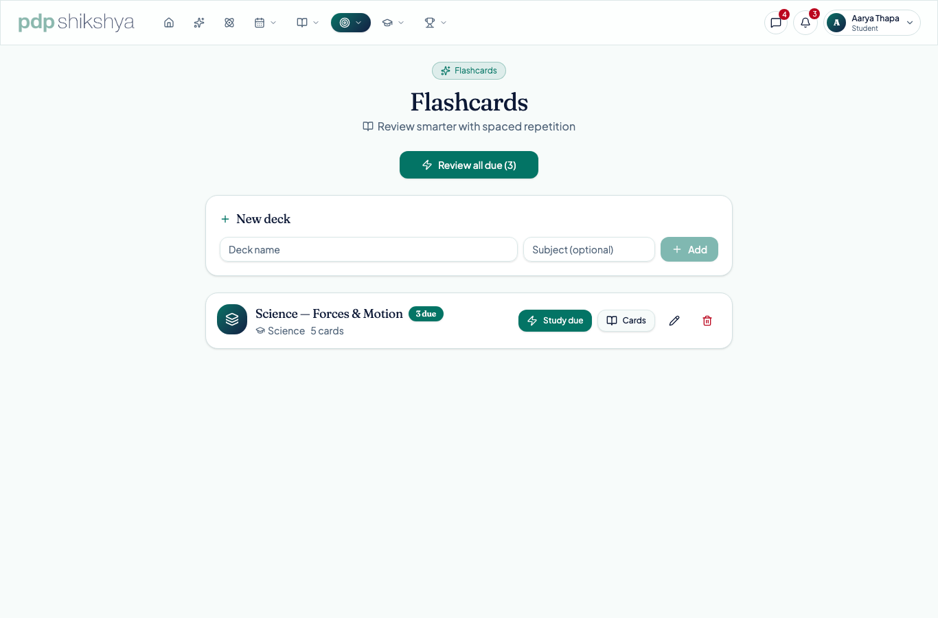 Reviewing a spaced-repetition flashcard deck