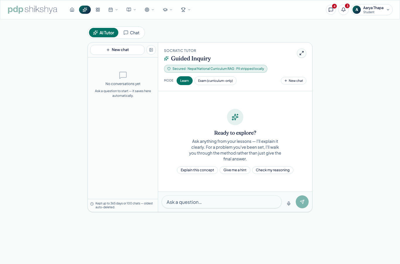 The AI Socratic Tutor with Learn and Exam modes